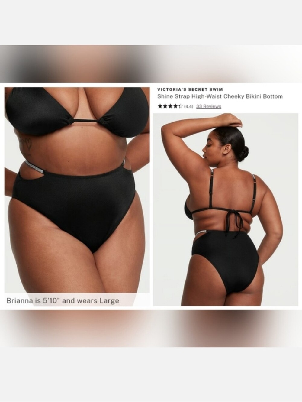 VICTORIA'S SECRET SWIM Shine Strap High-Waist Cheeky Bikini Bottom LARGE